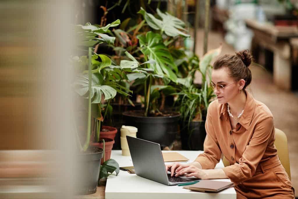 A female owner of a small business.