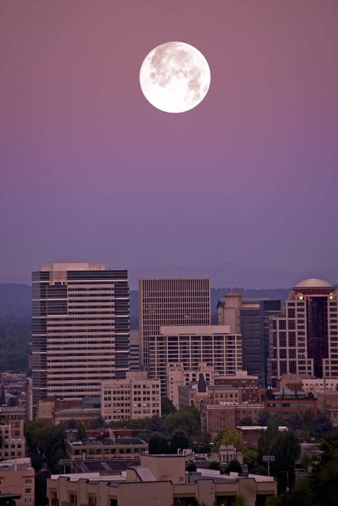 Moon over Portland.