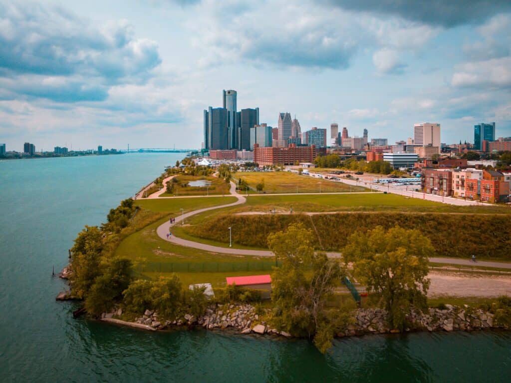 View of the edge of Detroit city.