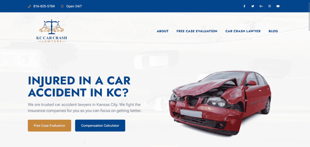 Car accident lawyer website by Nine Isle