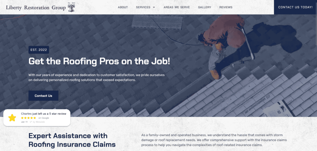 Roofing web design by Nine Isle