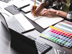 Web designer looking at logo design as it matters in web design