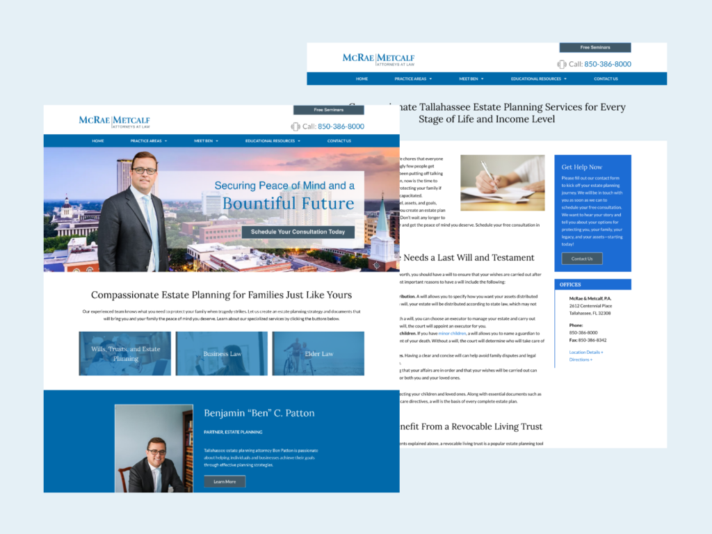 Estate Planning web design by Nine Isle Solutions